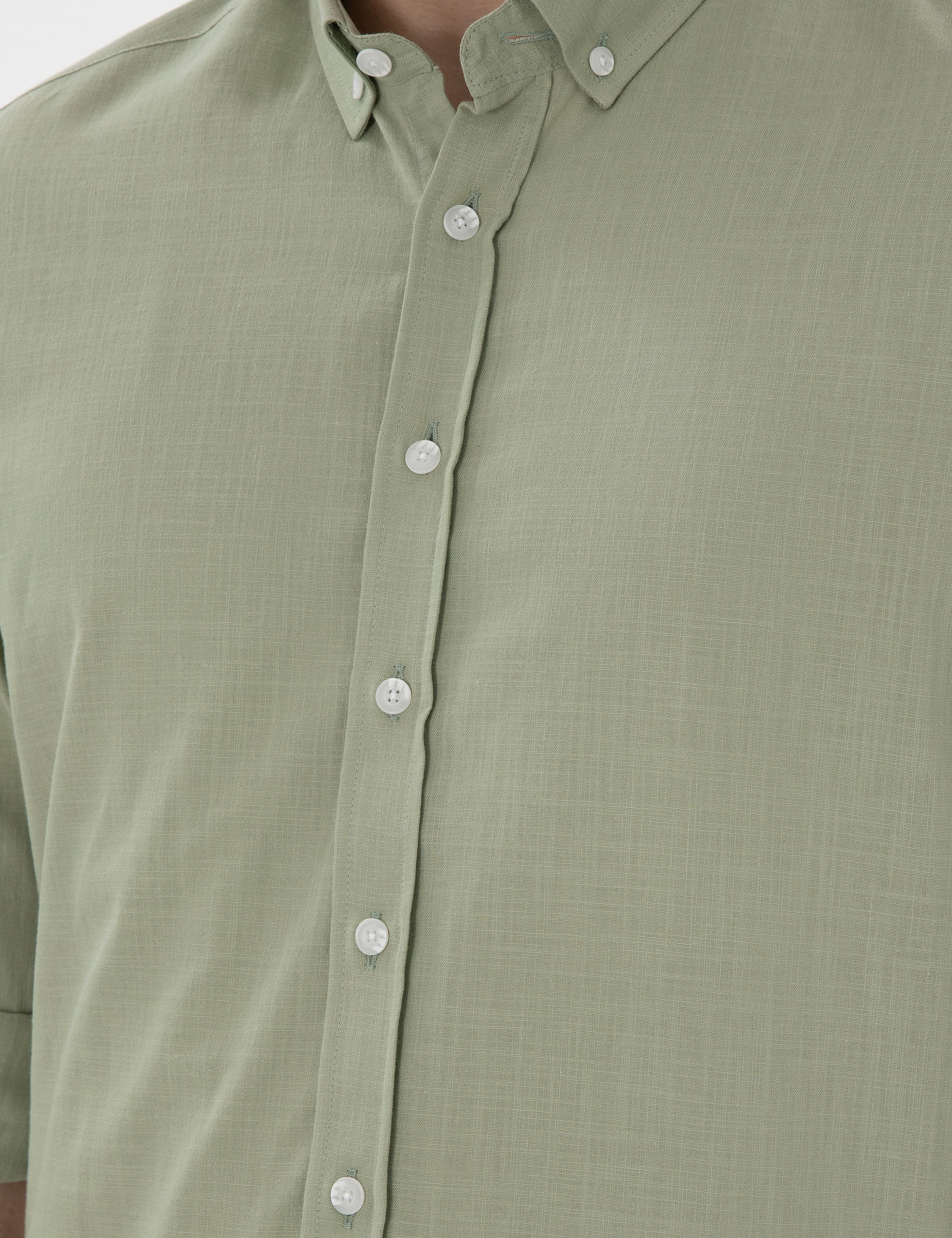 Çağla Slim Fit Keten Görünümlü Gömlek