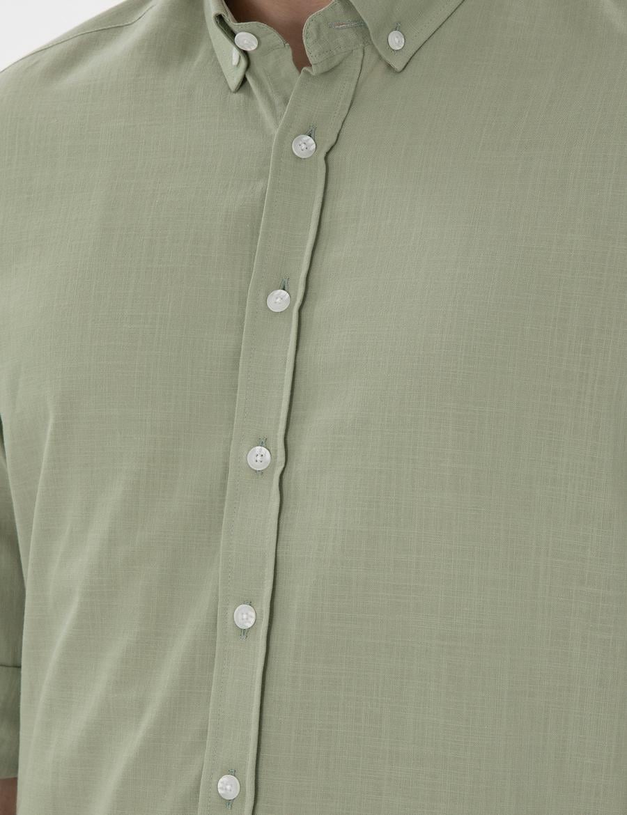 Çağla Slim Fit Keten Görünümlü Gömlek