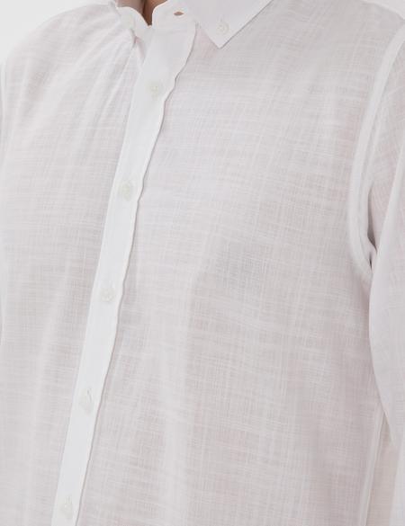 Beyaz Slim Fit Keten Görünümlü Gömlek - 50302710051