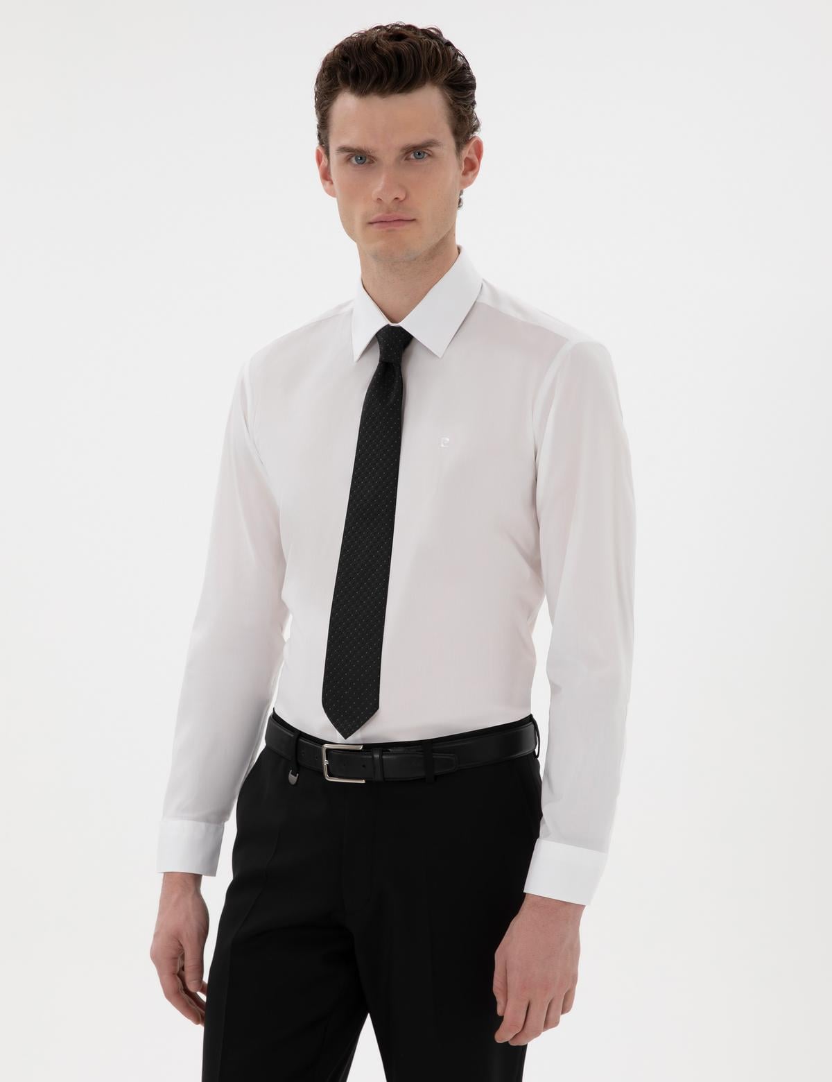 Beyaz Slim Fit Uzun Kollu Basic Gömlek