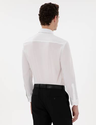 Beyaz Slim Fit Uzun Kollu Basic Gömlek