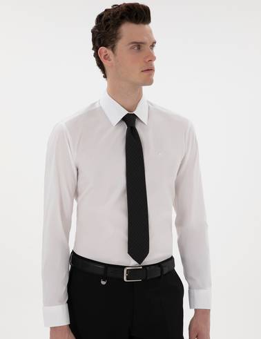 Beyaz Slim Fit Uzun Kollu Basic Gömlek