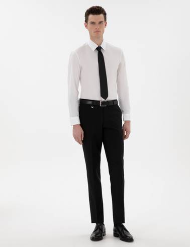 Beyaz Slim Fit Uzun Kollu Basic Gömlek