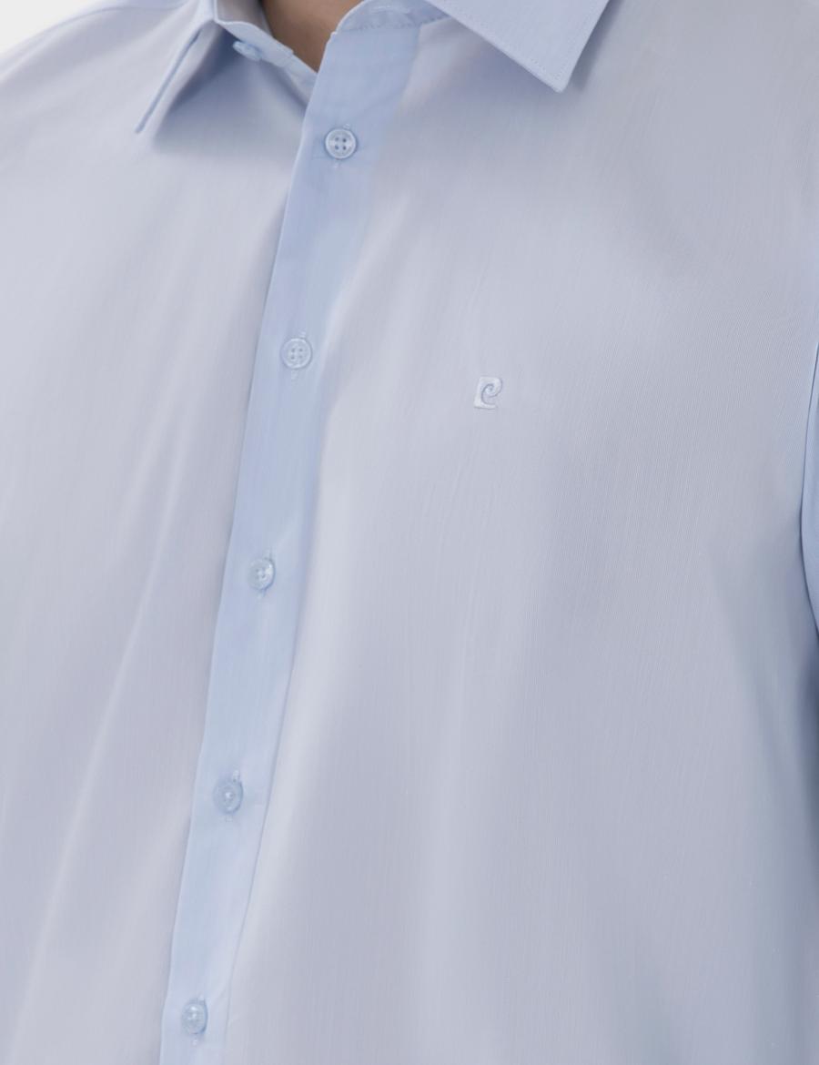 Açık Mavi Slim Fit Uzun Kollu Basic Gömlek