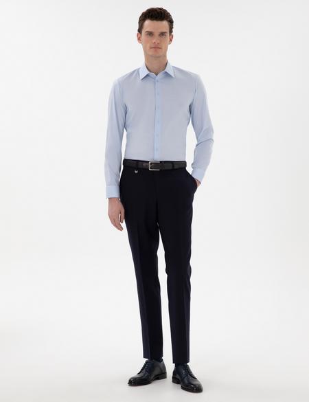 Açık Mavi Slim Fit Uzun Kollu Basic Gömlek - 50300837005