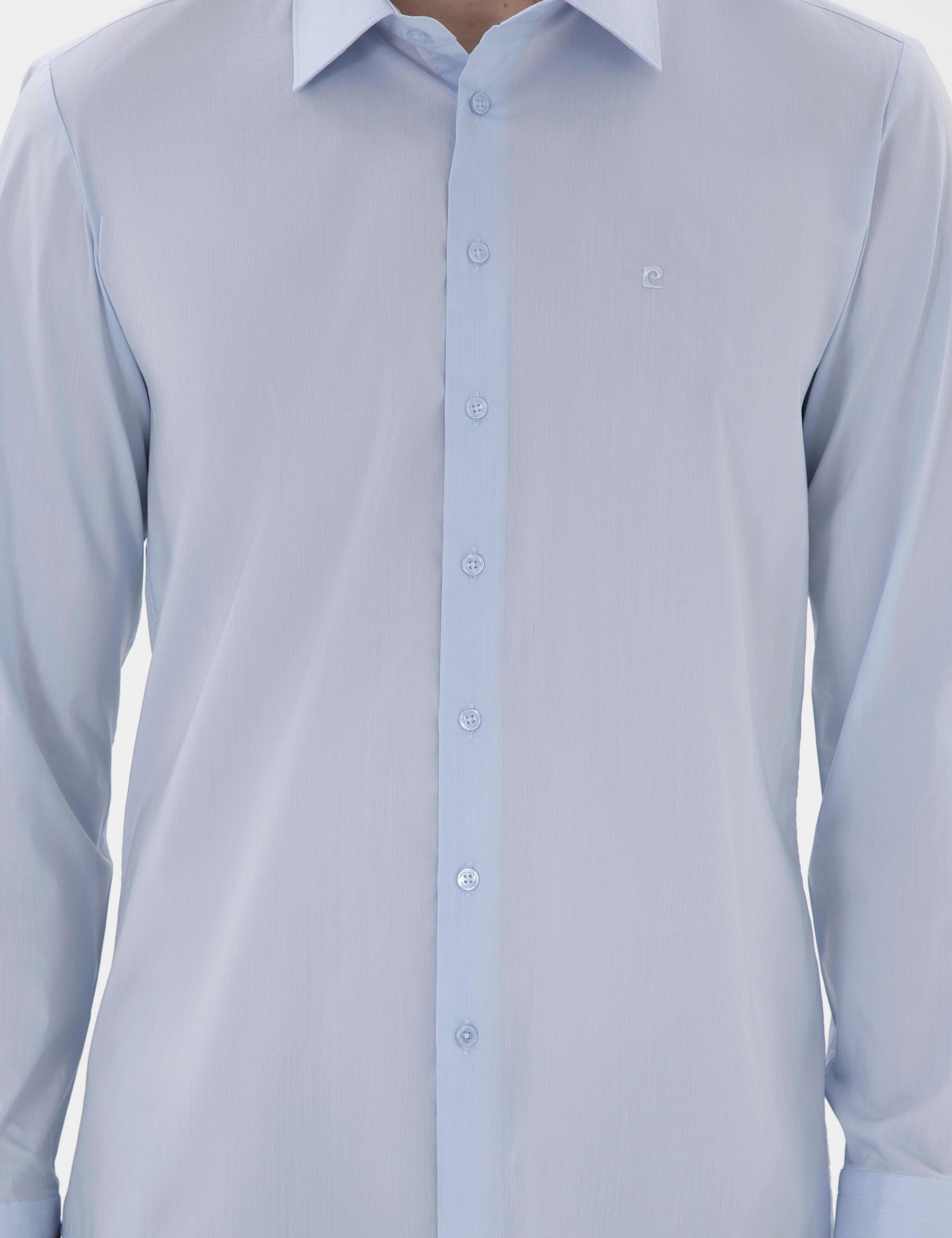 Açık Mavi Slim Fit Uzun Kollu Basic Gömlek