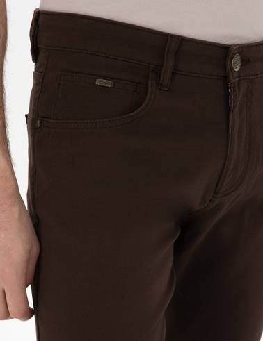 Kahverengi Slim Fit 5 Cep Chino Pantolon