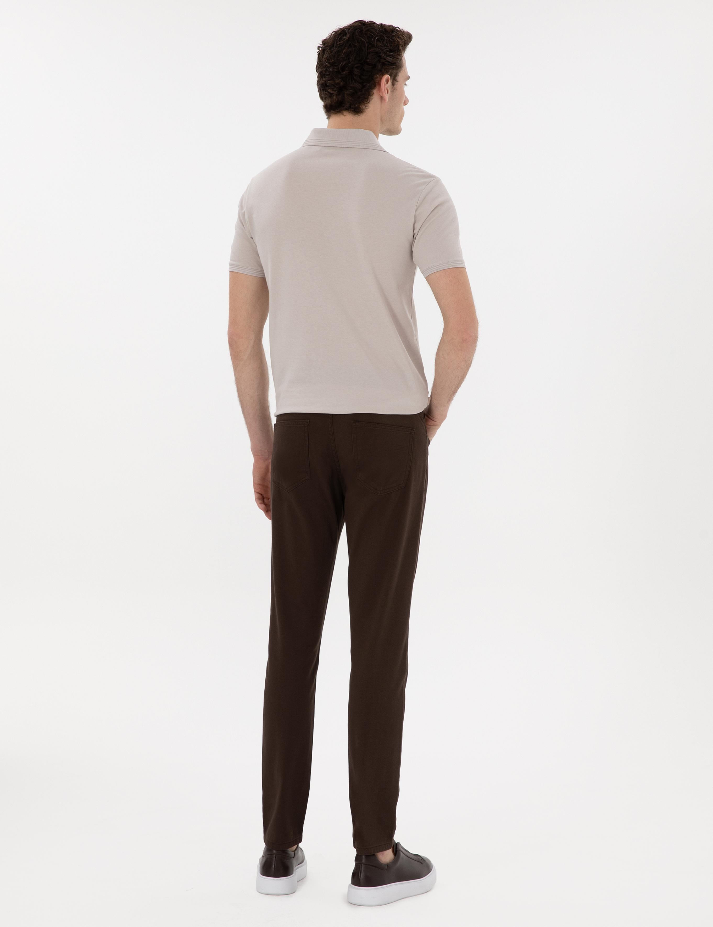 Kahverengi Slim Fit 5 Cep Chino Pantolon
