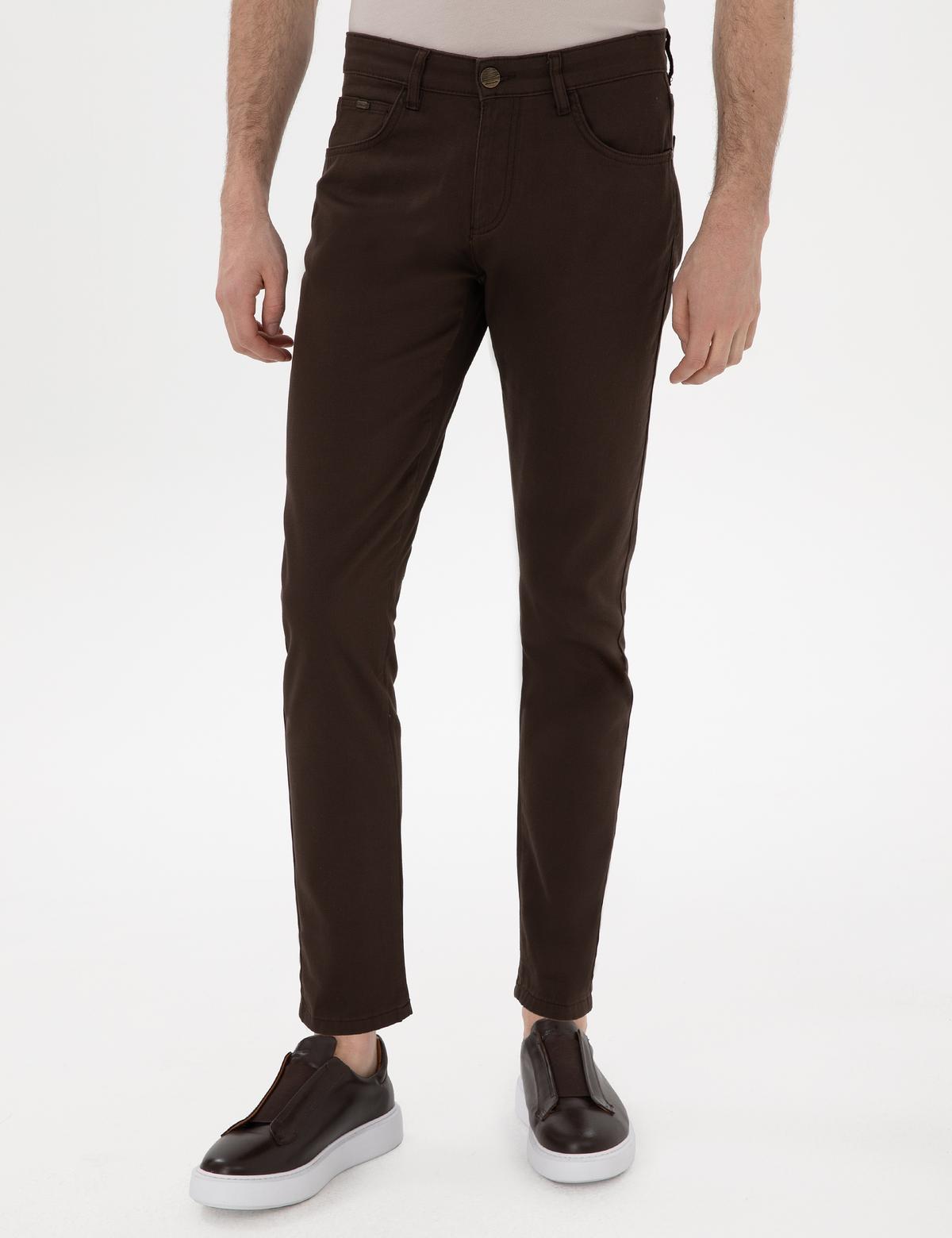 Kahverengi Slim Fit 5 Cep Chino Pantolon - 50271249185