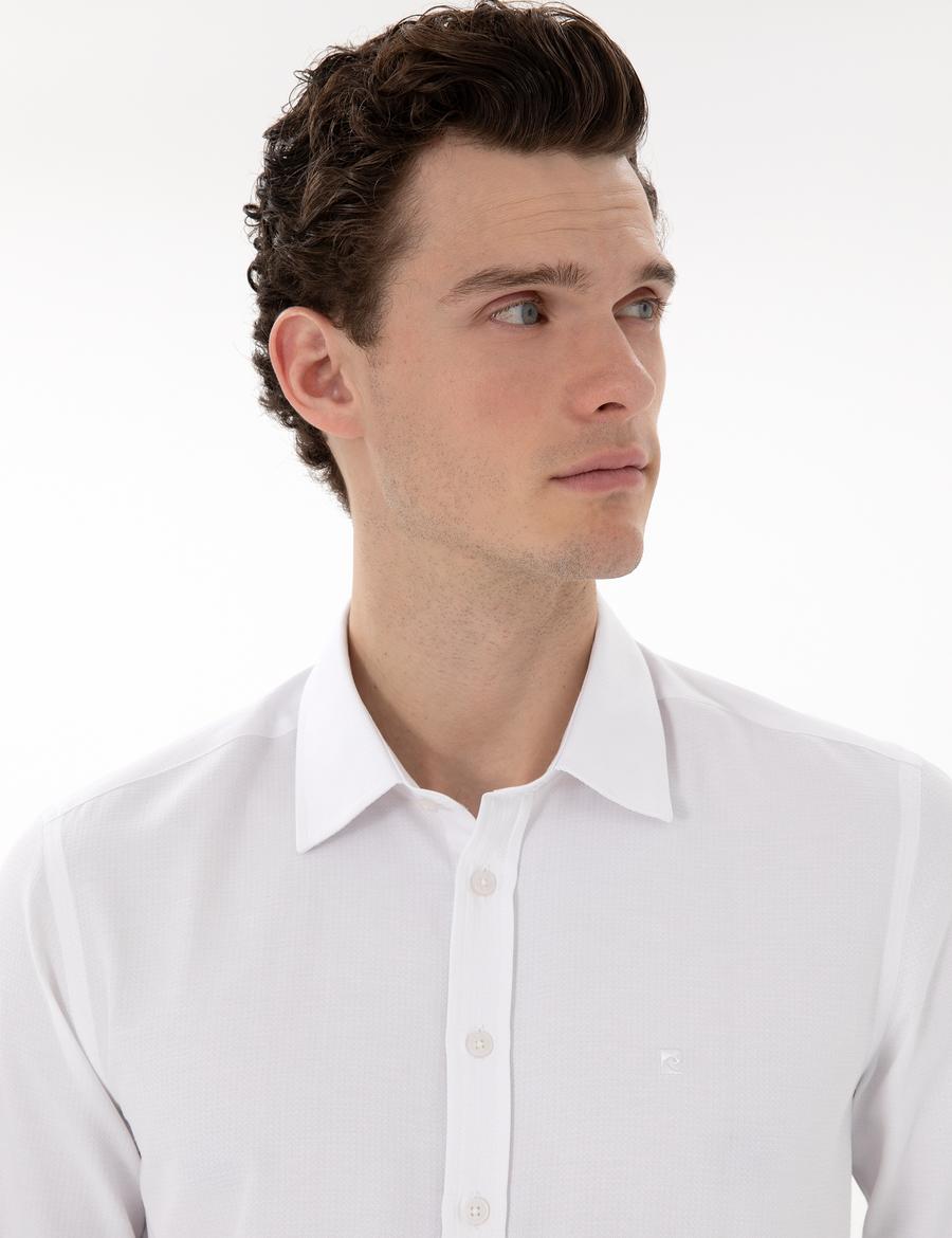 Beyaz Slim Fit Uzun Kollu Gömlek