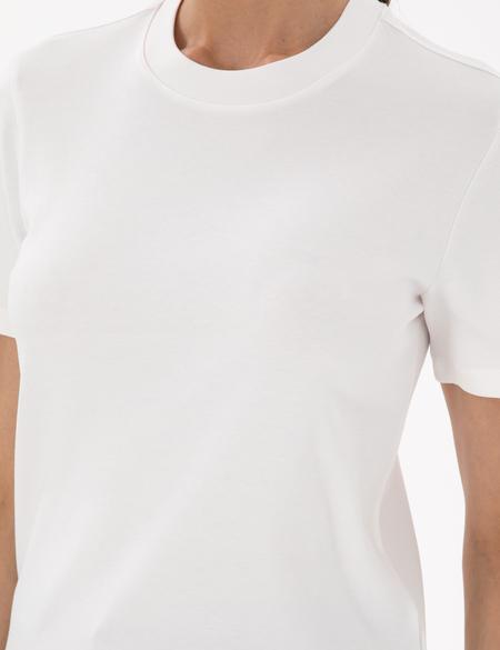 Beyaz Bisiklet Yaka Basic Tişört - 50302474002