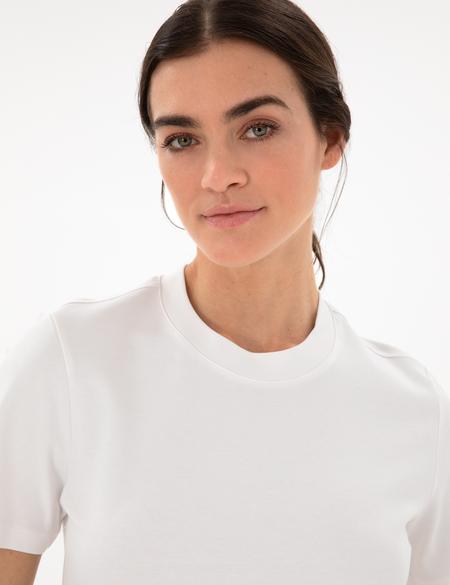 Beyaz Bisiklet Yaka Basic Tişört - 50302474002