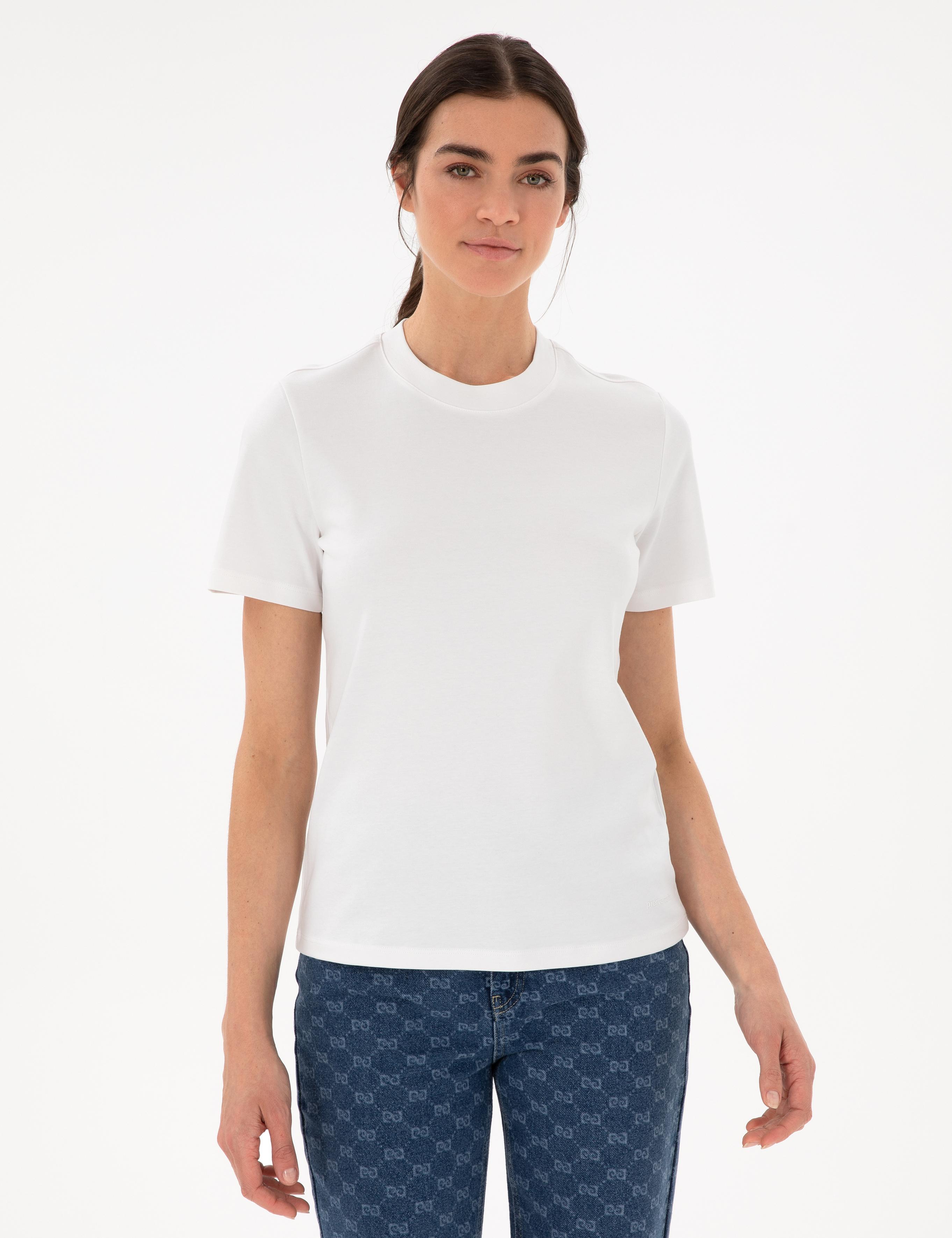 Beyaz Bisiklet Yaka Basic Tişört