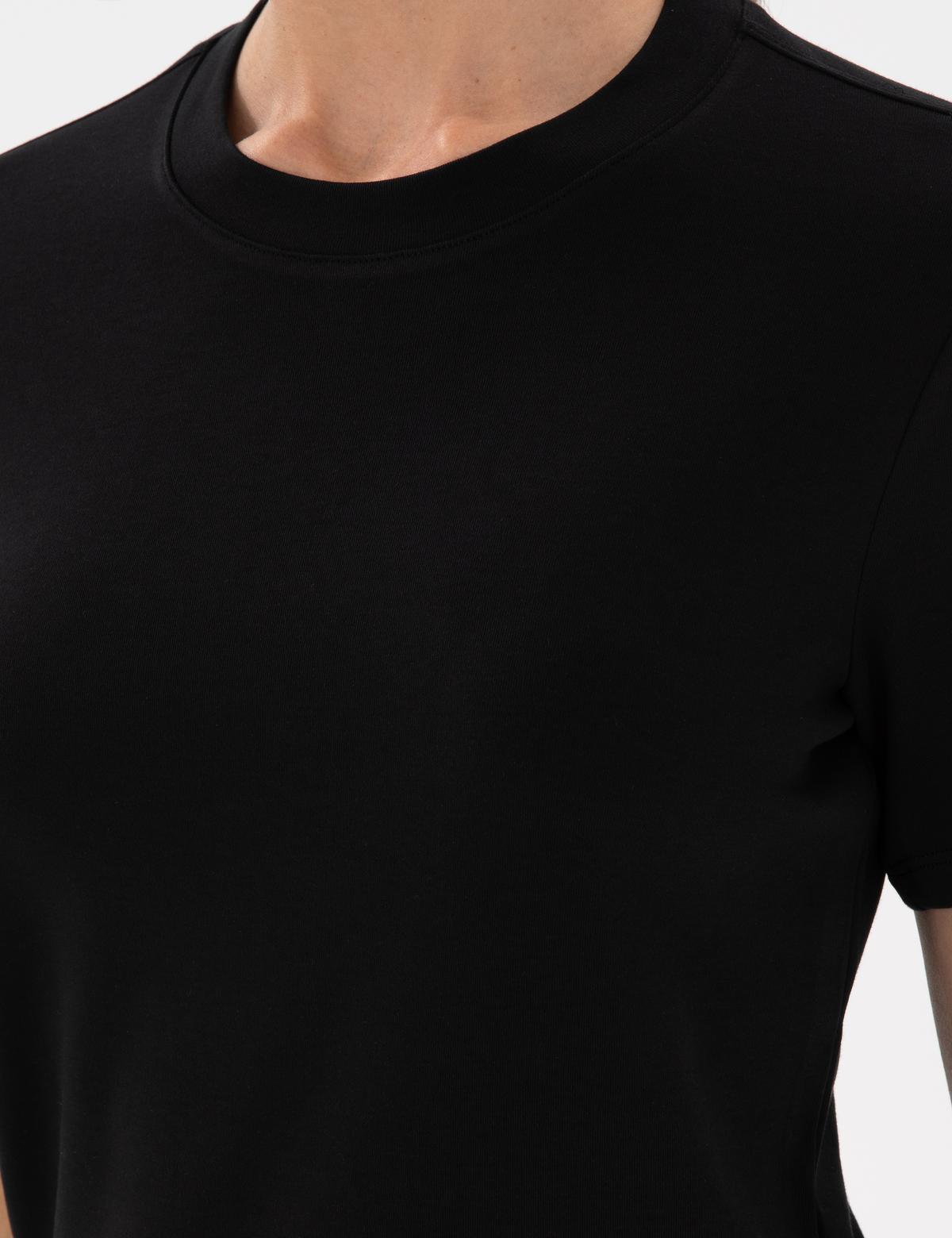 Siyah Bisiklet Yaka Basic Tişört - 50302474013