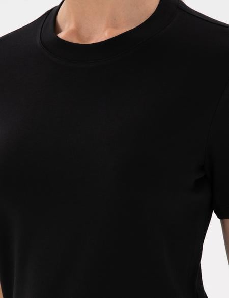 Siyah Bisiklet Yaka Basic Tişört - 50302474013