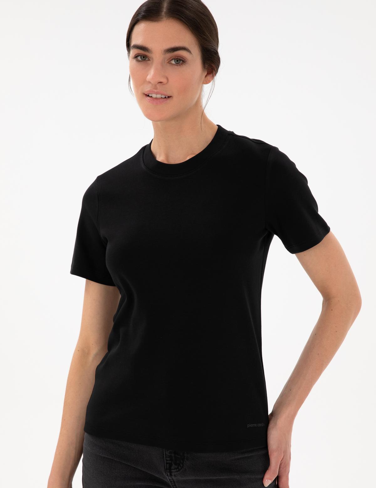 Siyah Bisiklet Yaka Basic Tişört - 50302474013