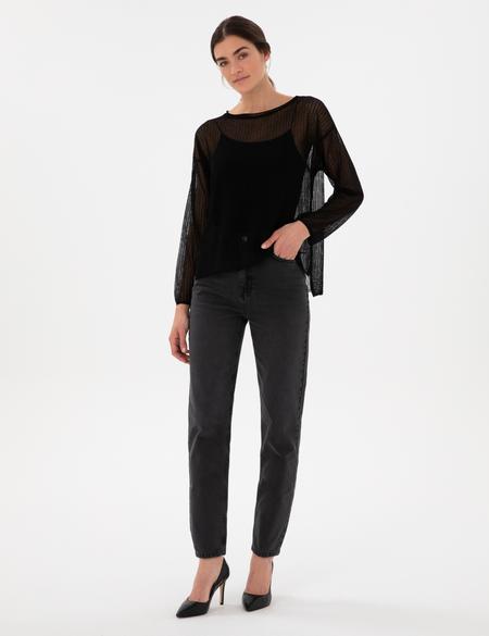 Siyah Oversize Kazak - 50305604010