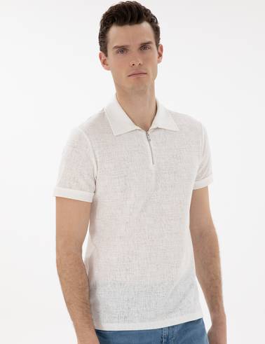 Ekru Slim Fit Tişört