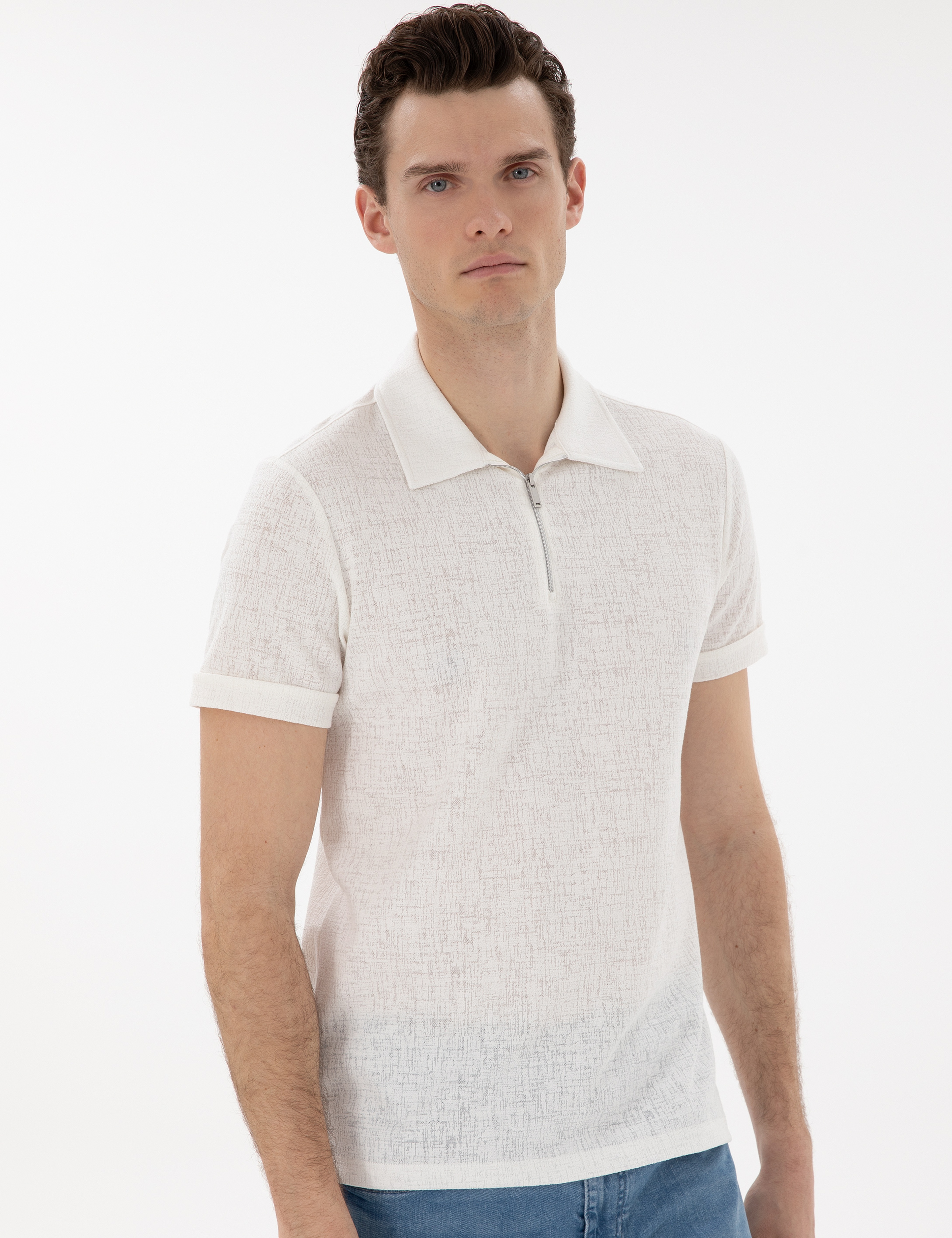 Ekru Slim Fit Tişört - Image 3