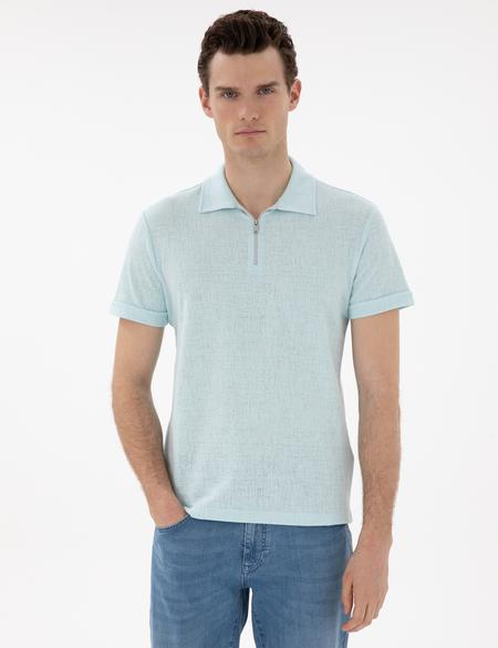 Su Yeşili Slim Fit Tişört - 50302586106