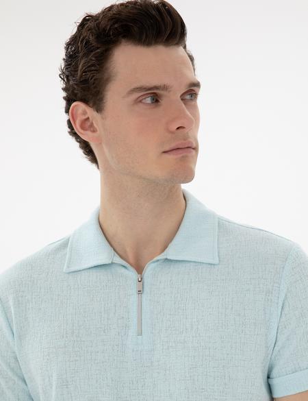 Su Yeşili Slim Fit Tişört - 50302586106