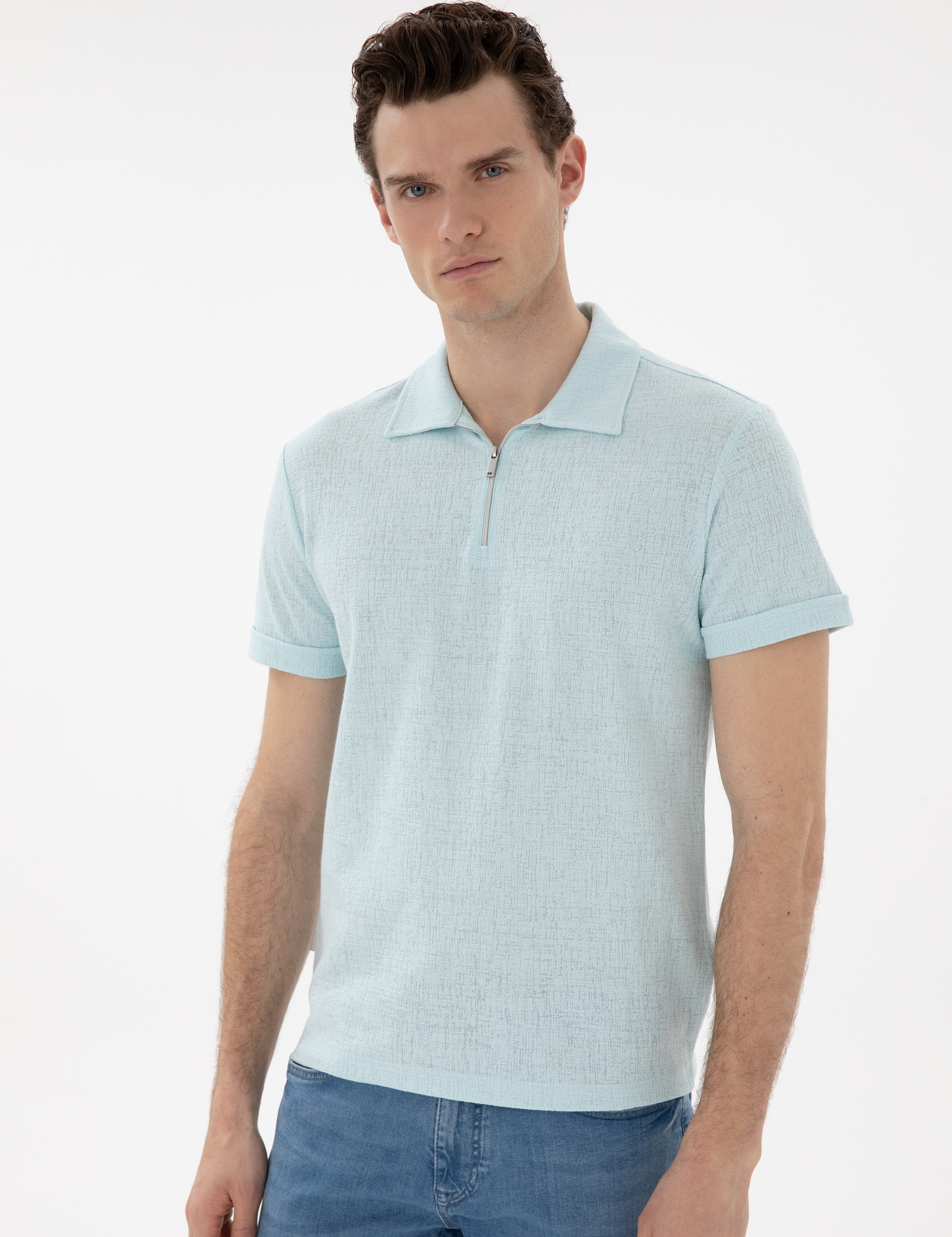 Su Yeşili Slim Fit Tişört - Image 3