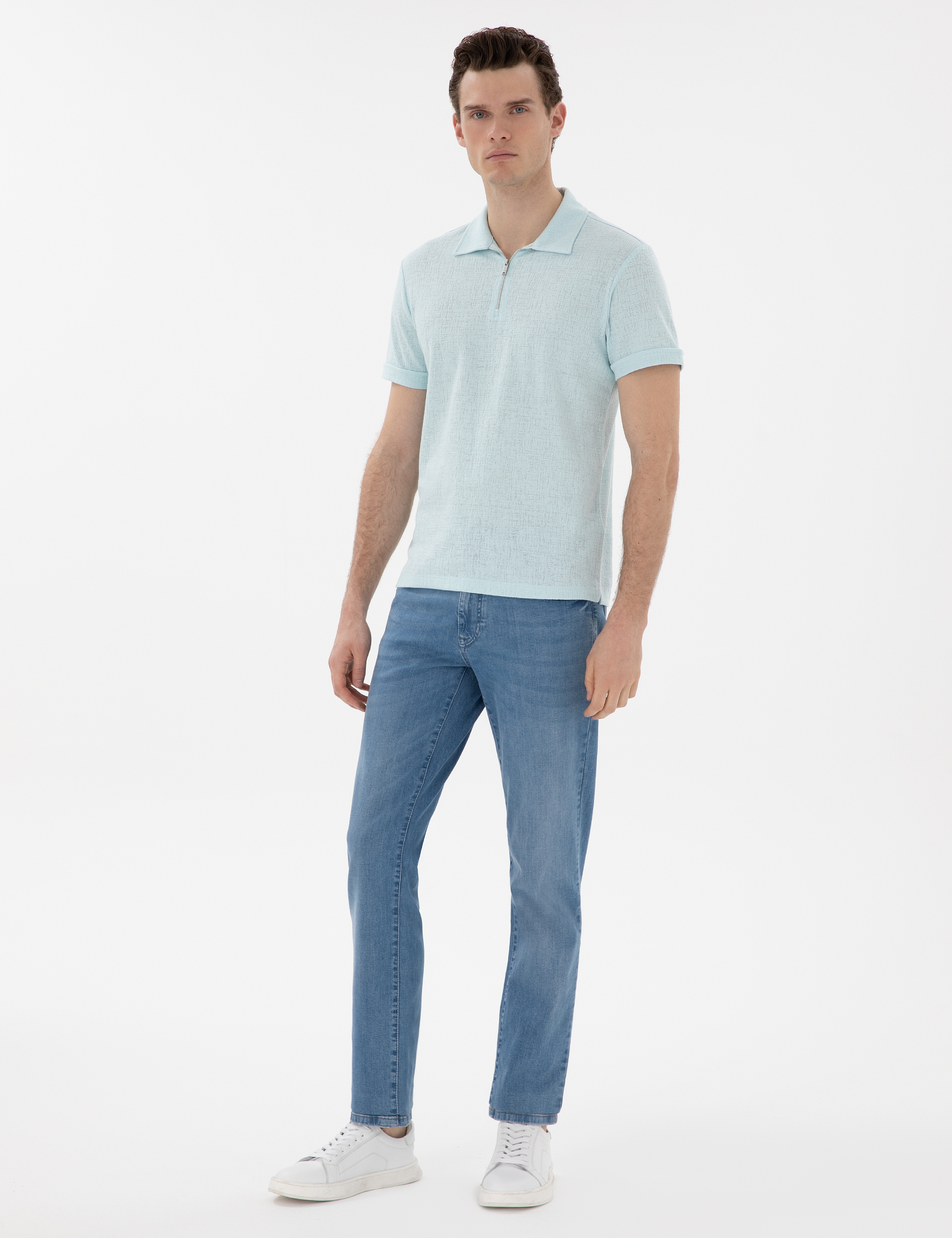Su Yeşili Slim Fit Tişört - Image 4