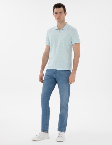 Su Yeşili Slim Fit Tişört - 50302586106