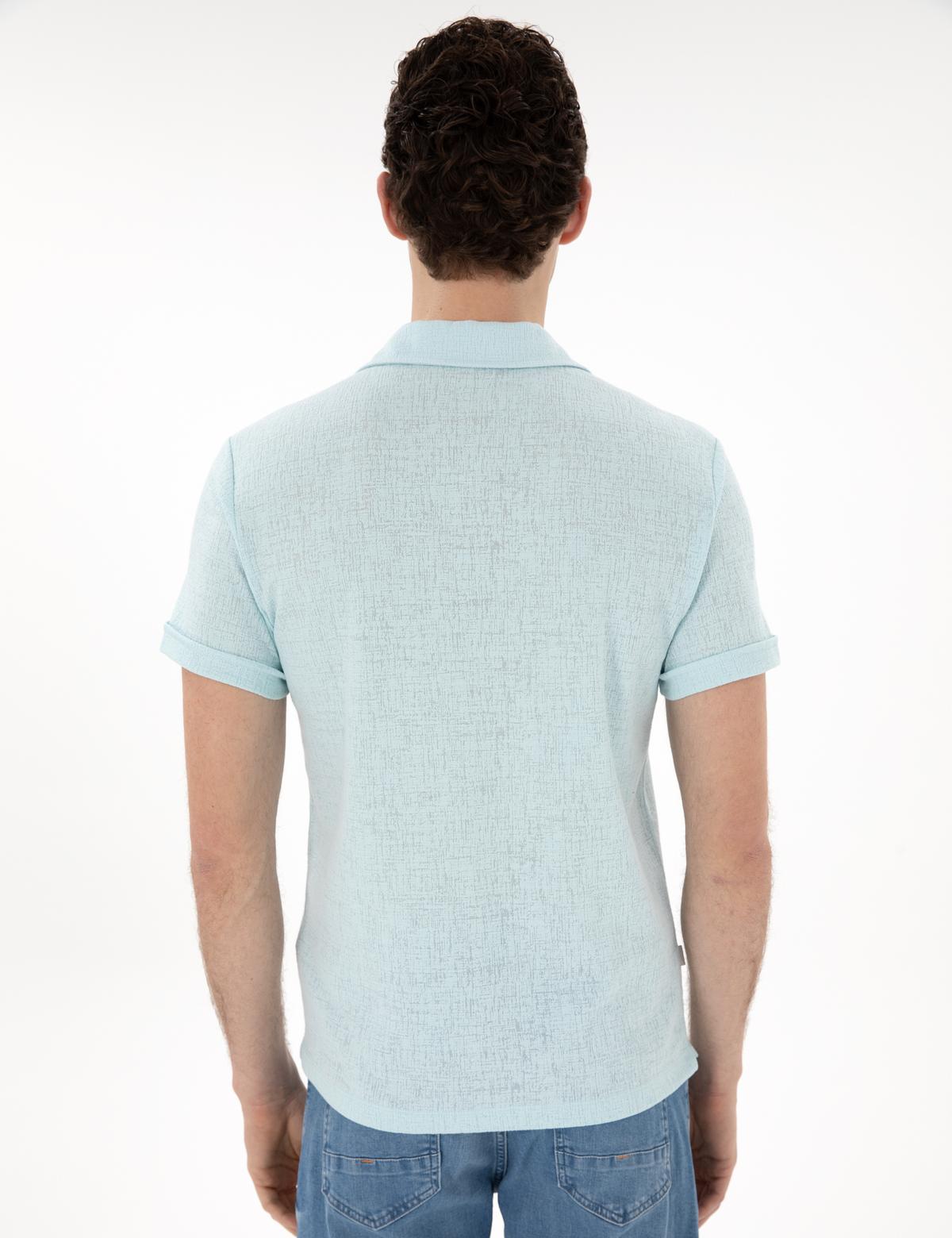 Su Yeşili Slim Fit Tişört - 50302586106