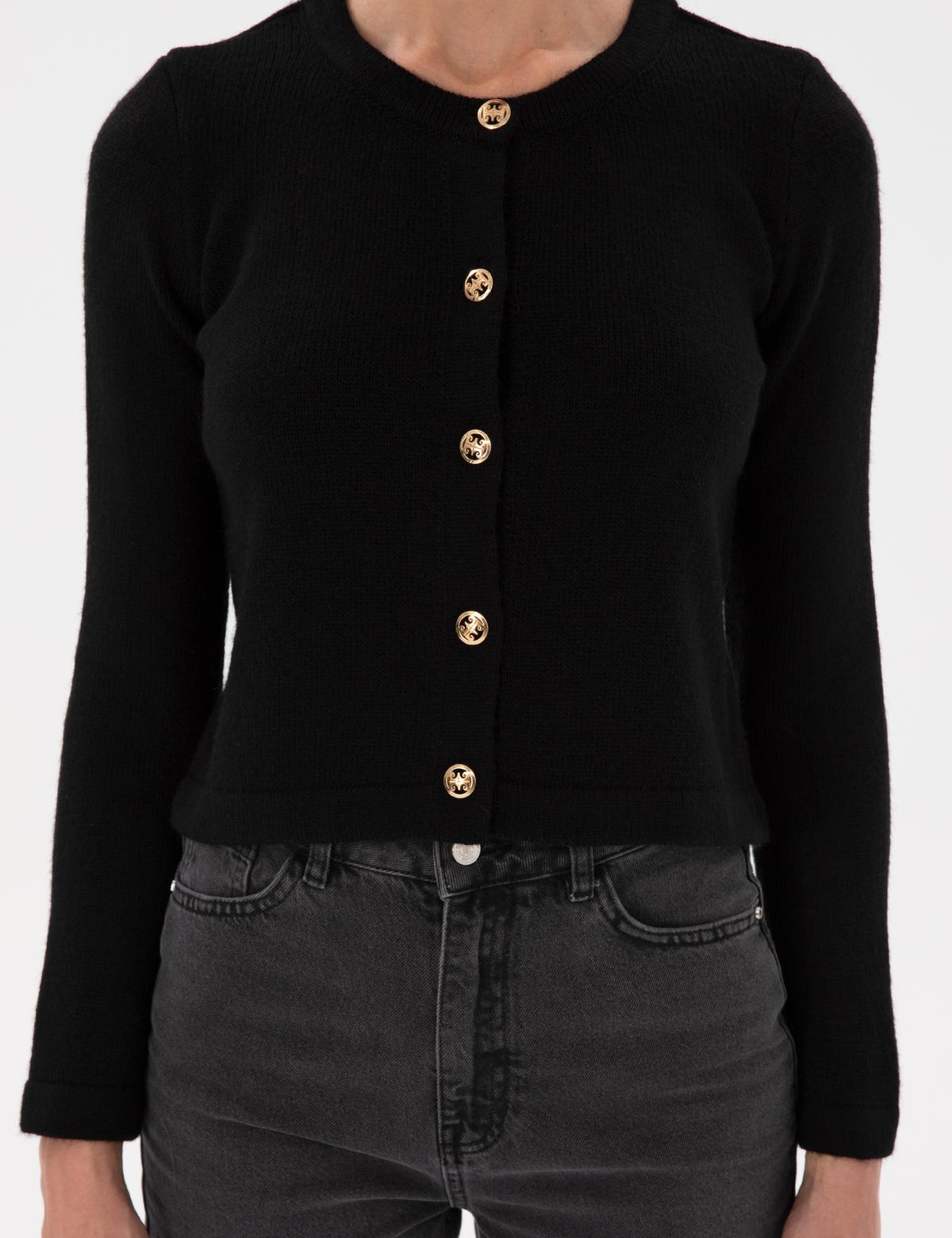 Siyah Crop Top Triko Hırka - 50300079012