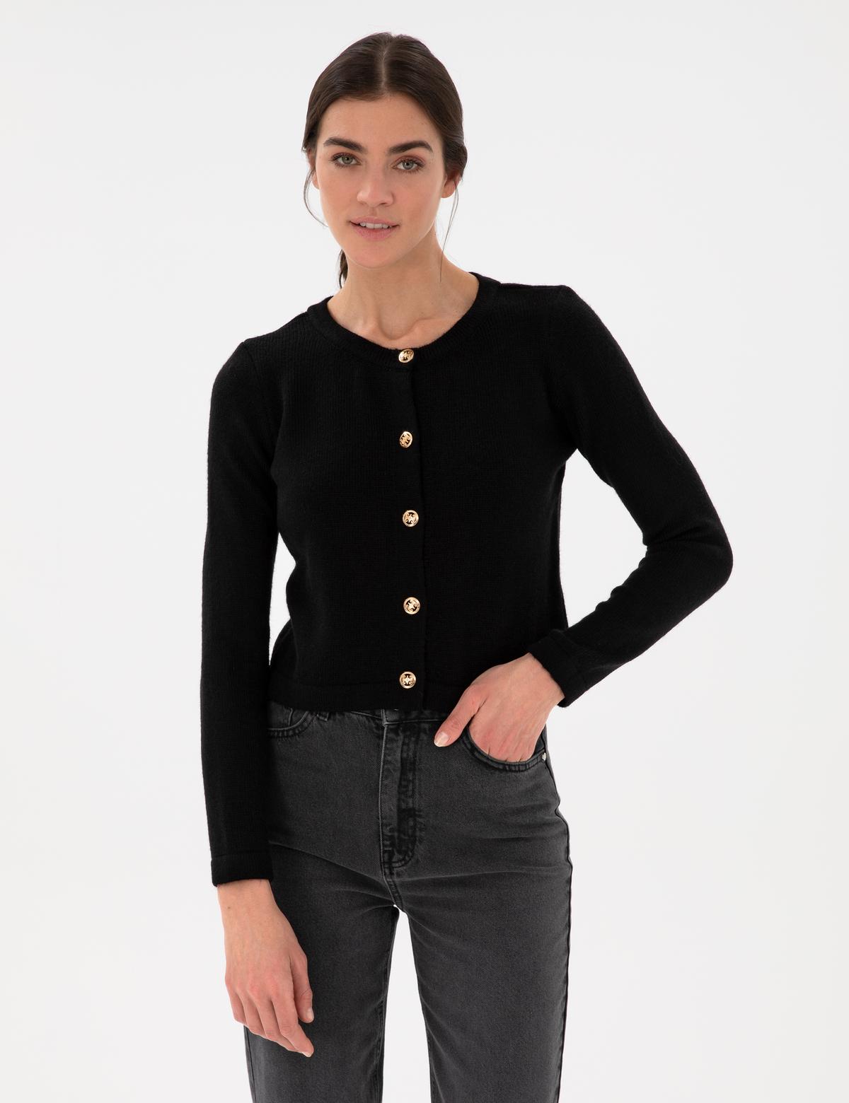 Siyah Crop Top Triko Hırka