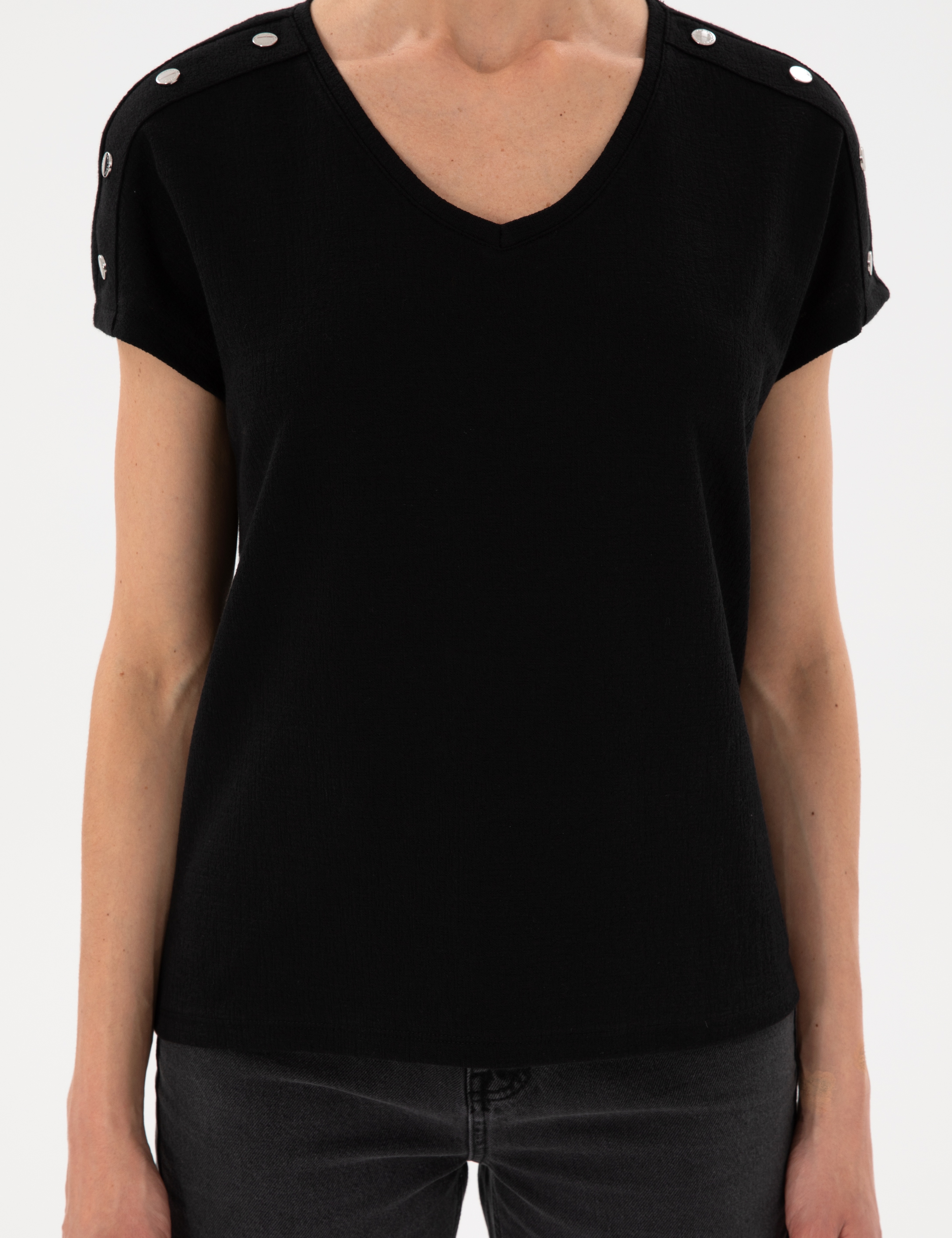 Siyah Regular Fit Tişört - Image 6