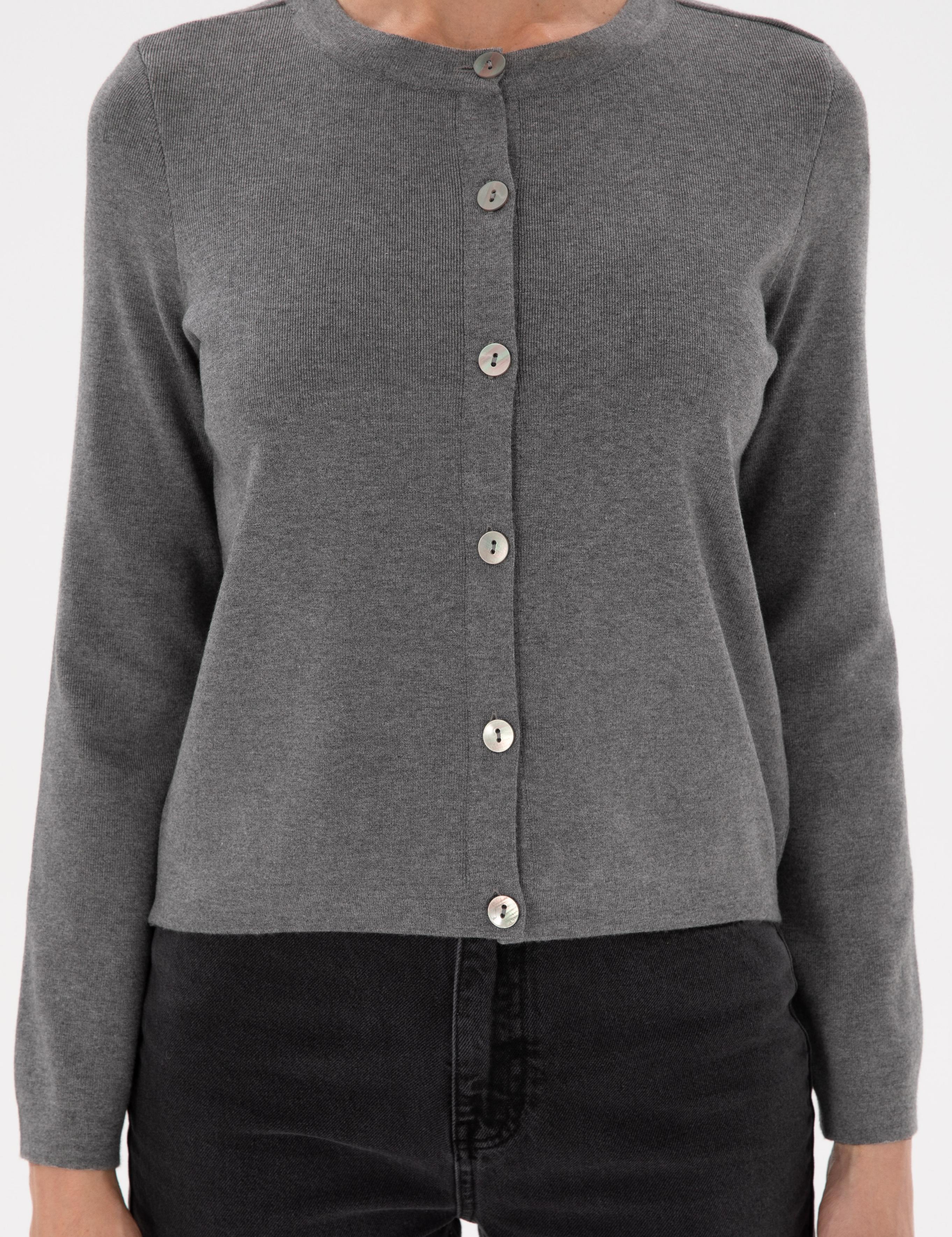 Gri Melanj Slim Fit Triko Hırka