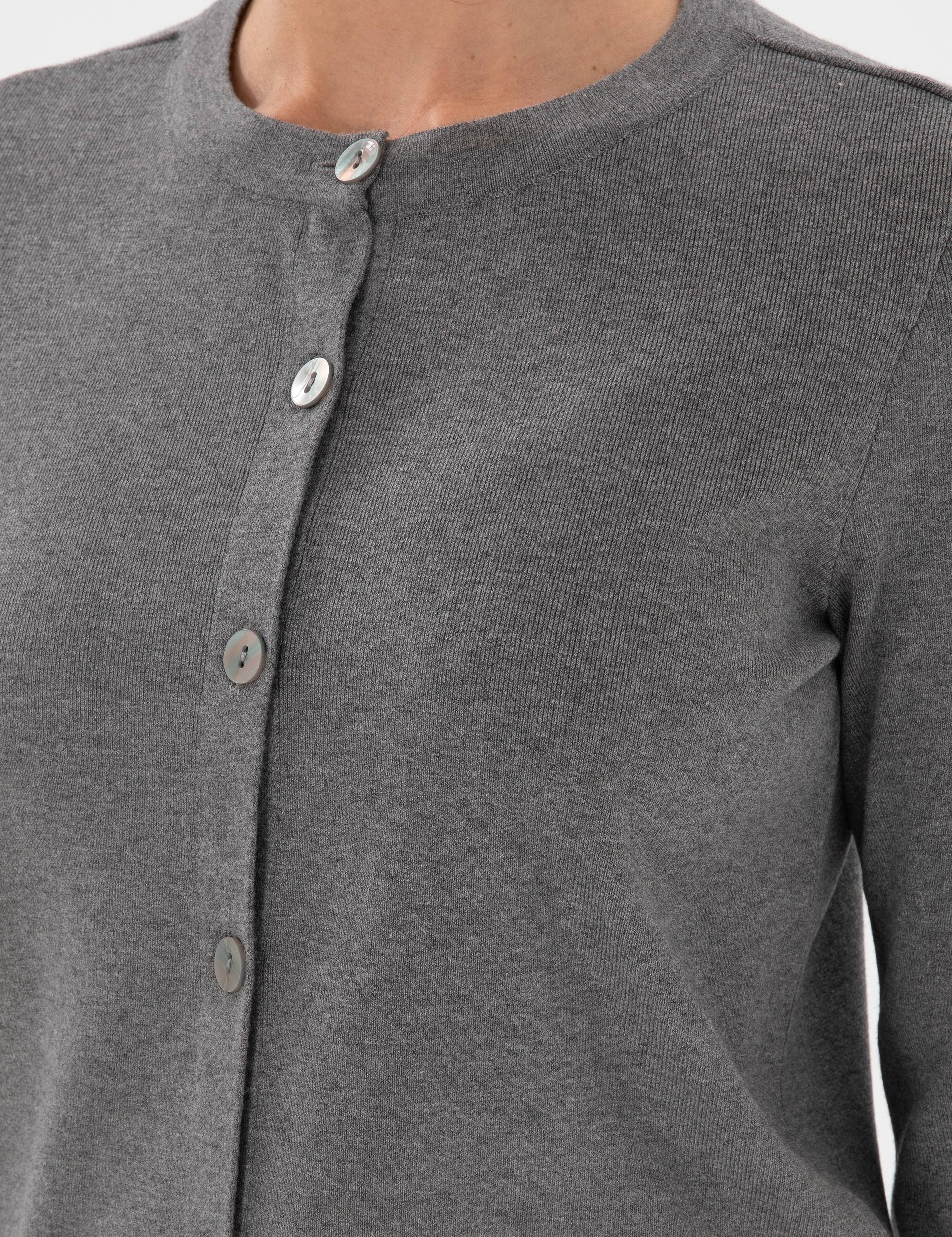 Gri Melanj Slim Fit Triko Hırka - Image 7
