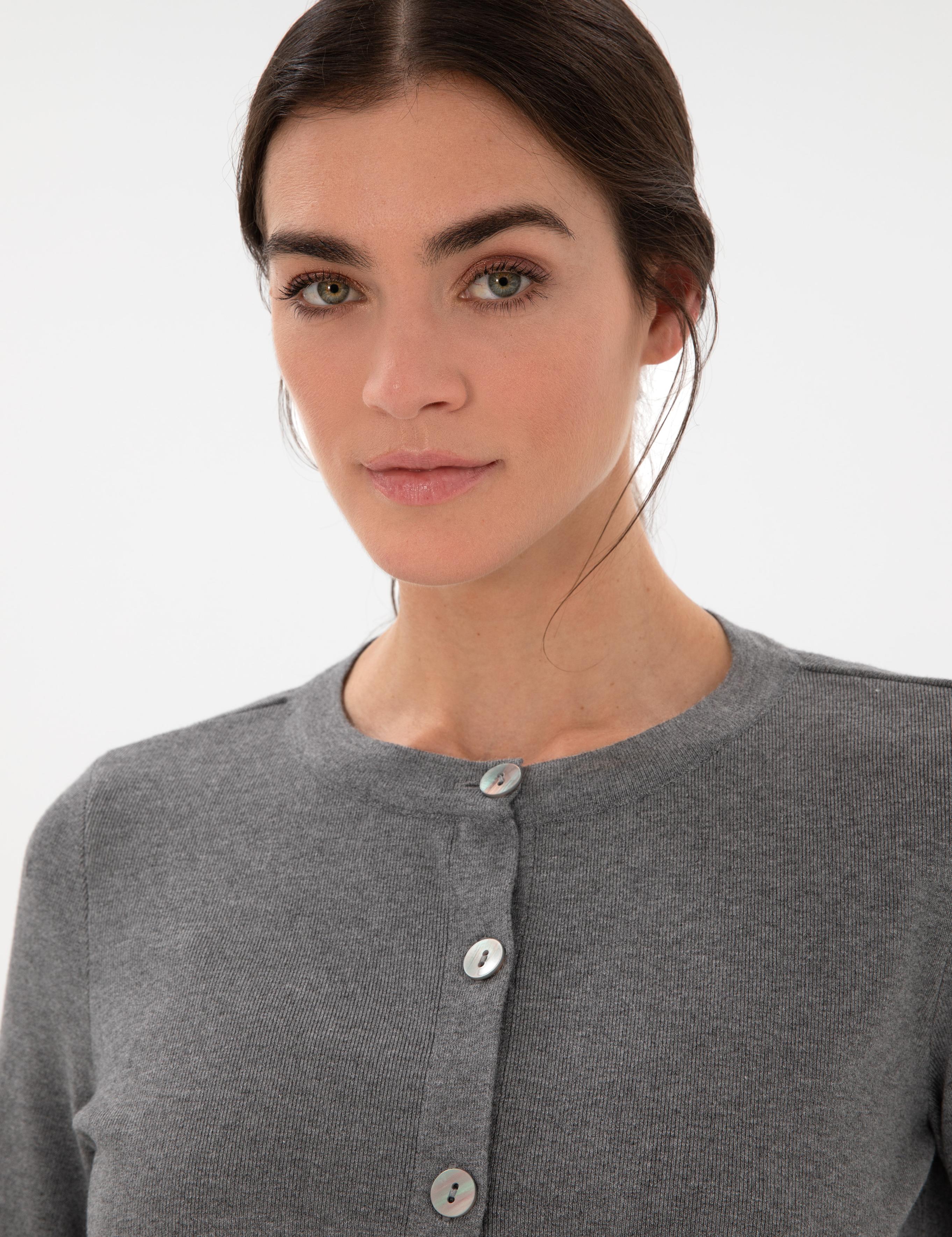 Gri Melanj Slim Fit Triko Hırka