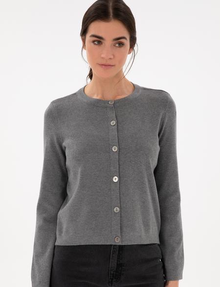 Gri Melanj Slim Fit Triko Hırka - 50299413004