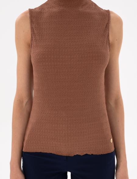 Kahverengi Slim Fit Örme Bluz - 50301493001