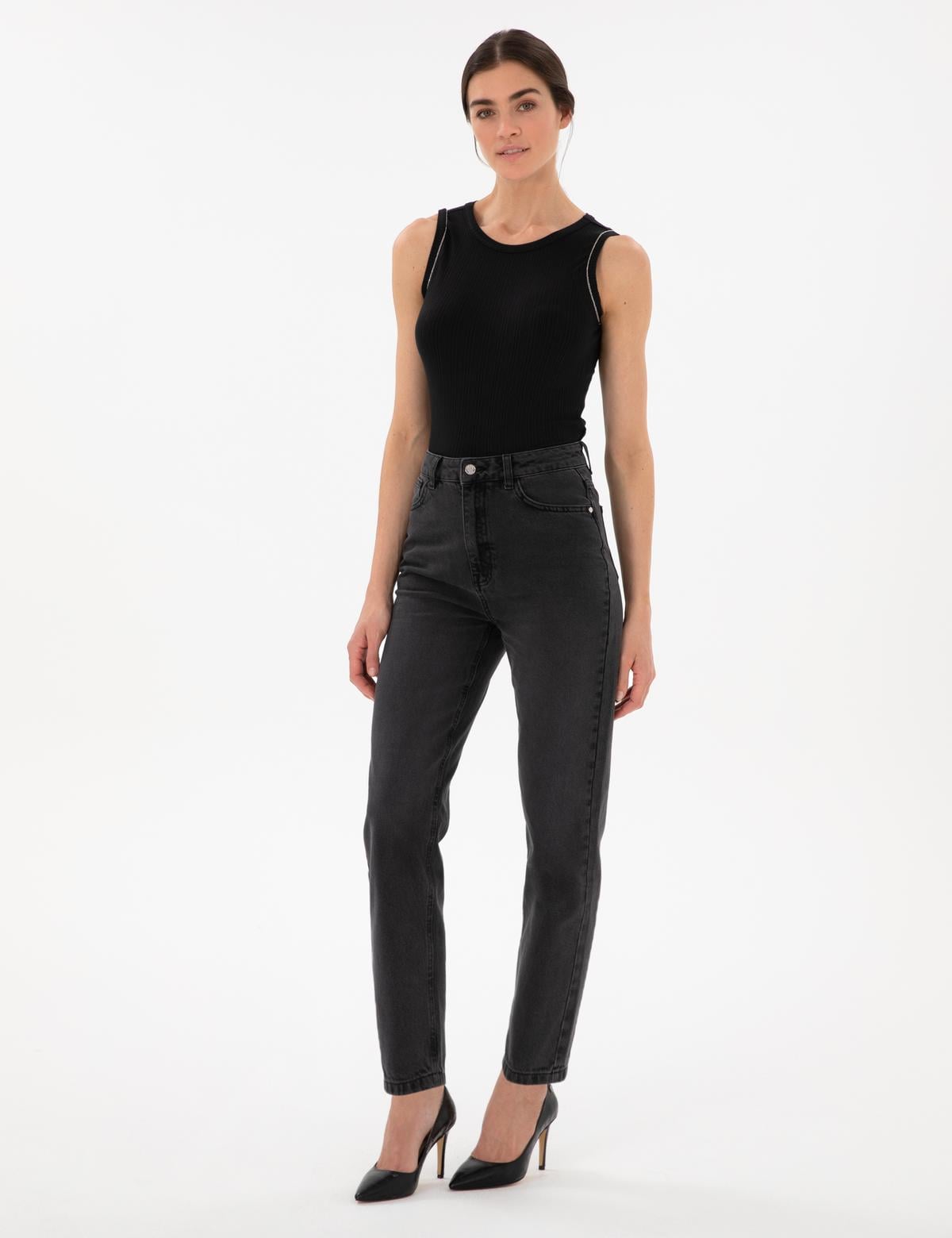 Antrasit Mom High Waist Fit Jean Pantolon - 50301246022