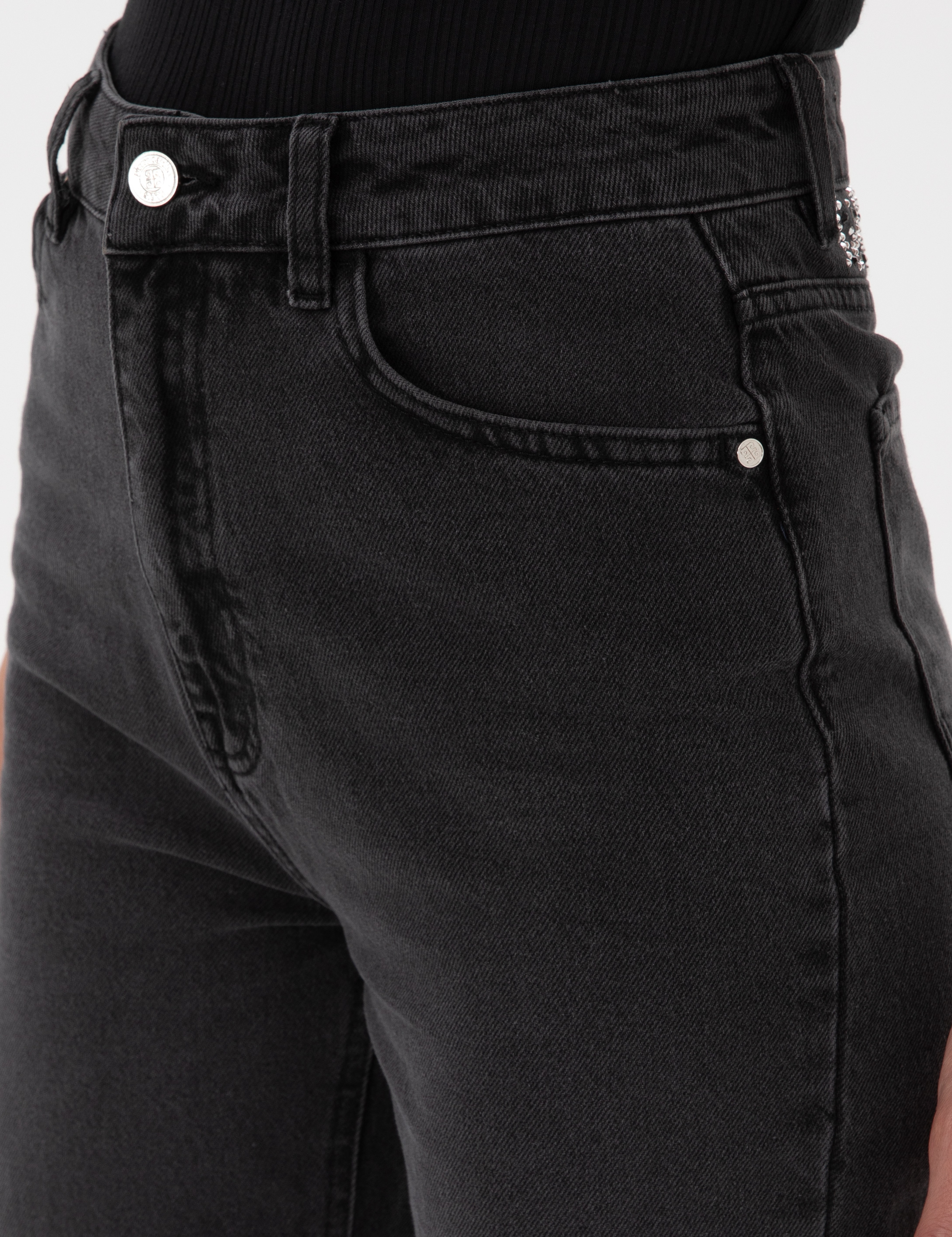 Antrasit Mom High Waist Fit Jean Pantolon - Image 5