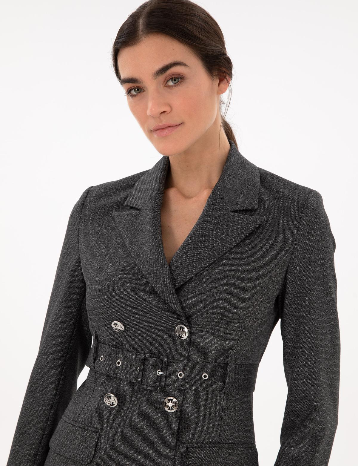 Antrasit Regular Fit Dokuma Elbise - 50292211011