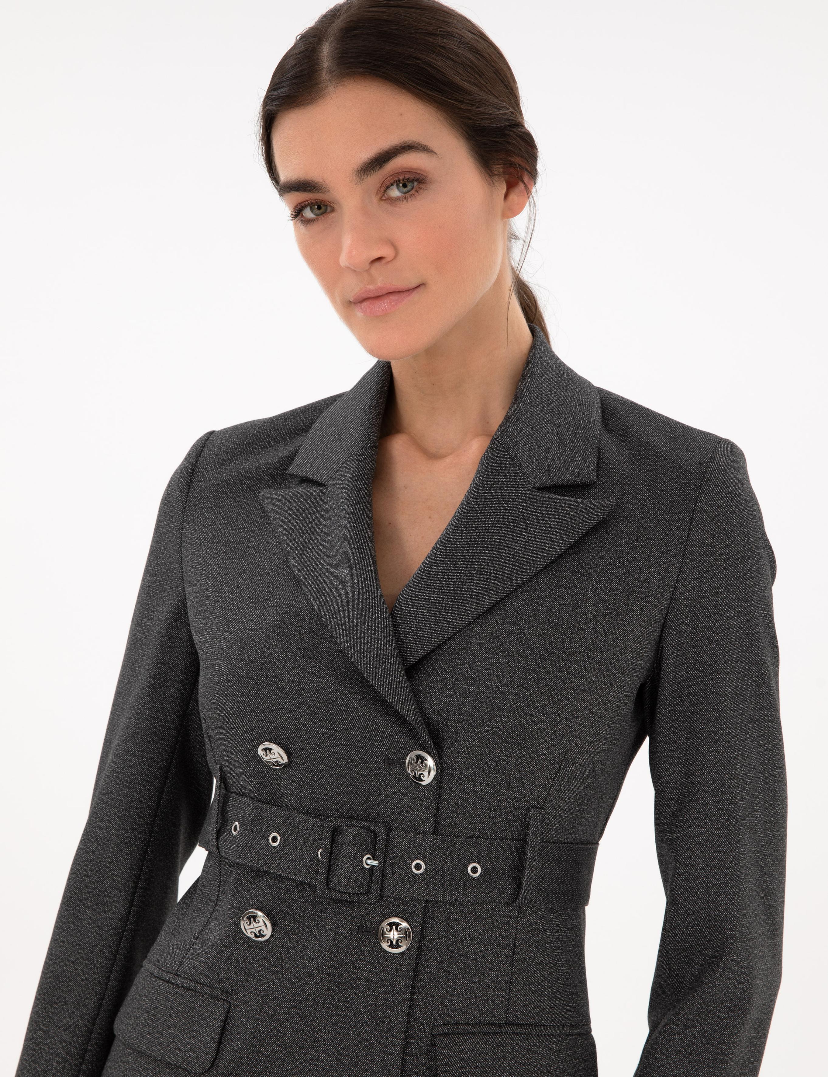 Antrasit Regular Fit Dokuma Elbise