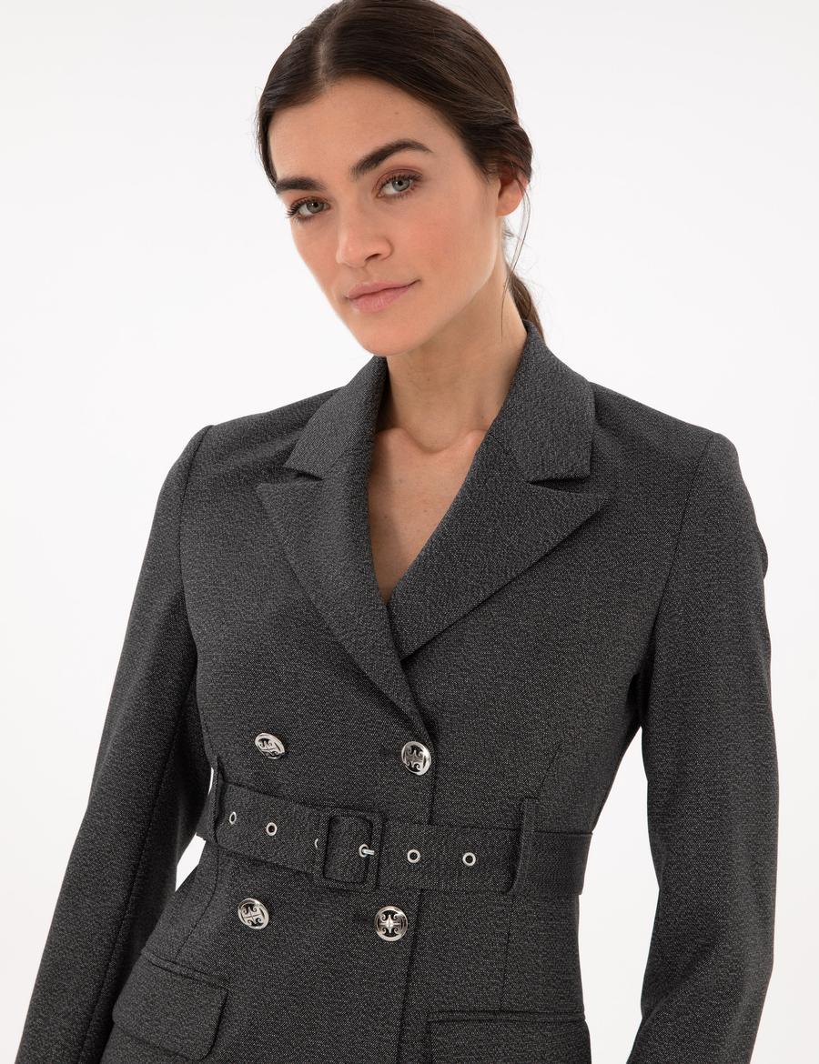 Antrasit Regular Fit Dokuma Elbise