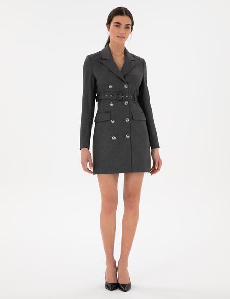 Antrasit Regular Fit Dokuma Elbise - 50292211011