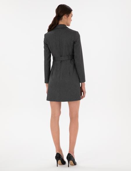 Antrasit Regular Fit Dokuma Elbise - 50292211011