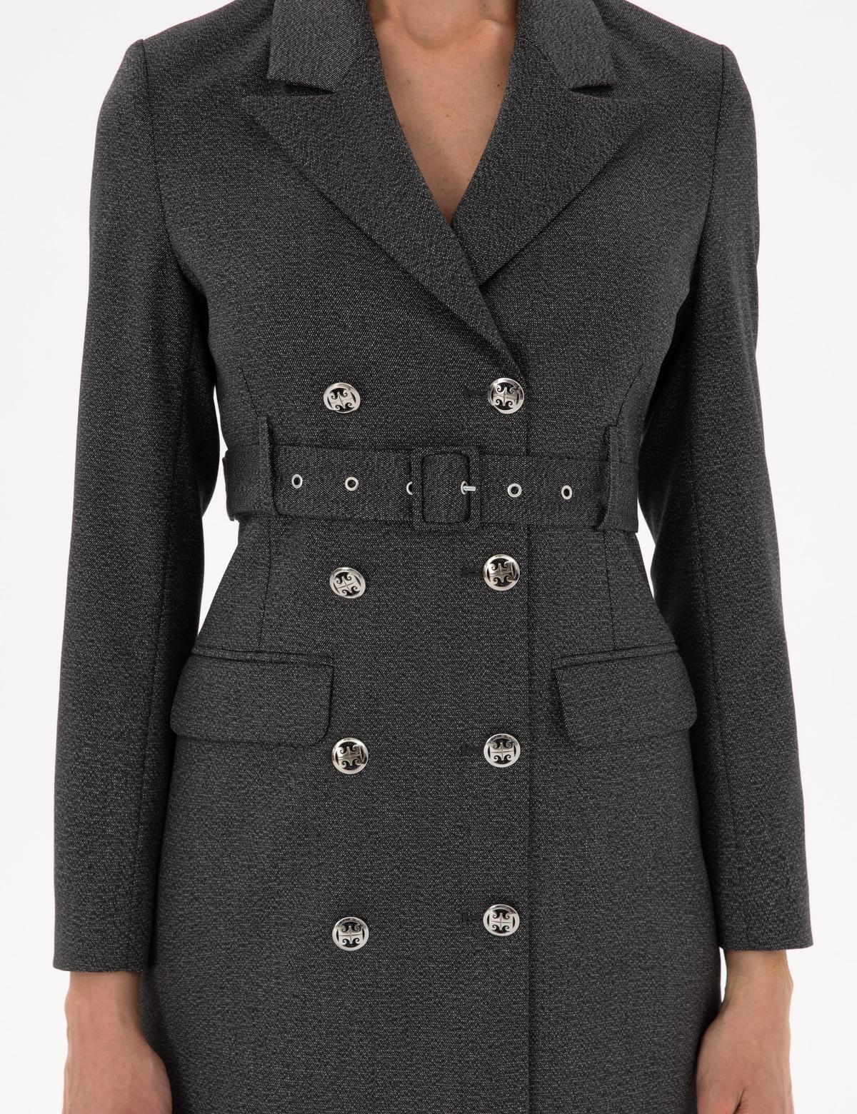 Antrasit Regular Fit Dokuma Elbise - 50292211011