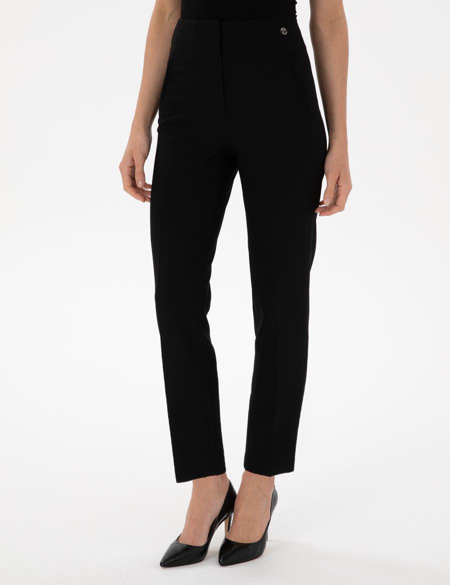 Siyah Carrot Fit Kumaş Pantolon