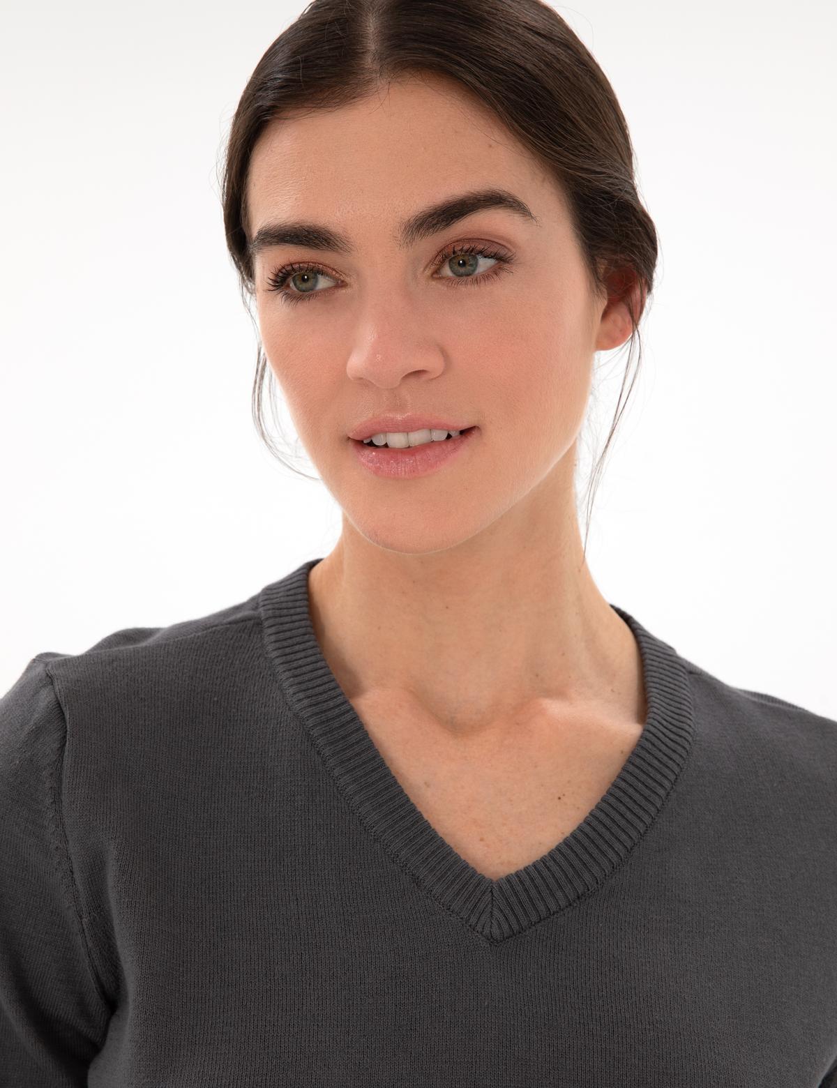 Antrasit Slim Fit V Yaka Basic Kazak - 50300803034