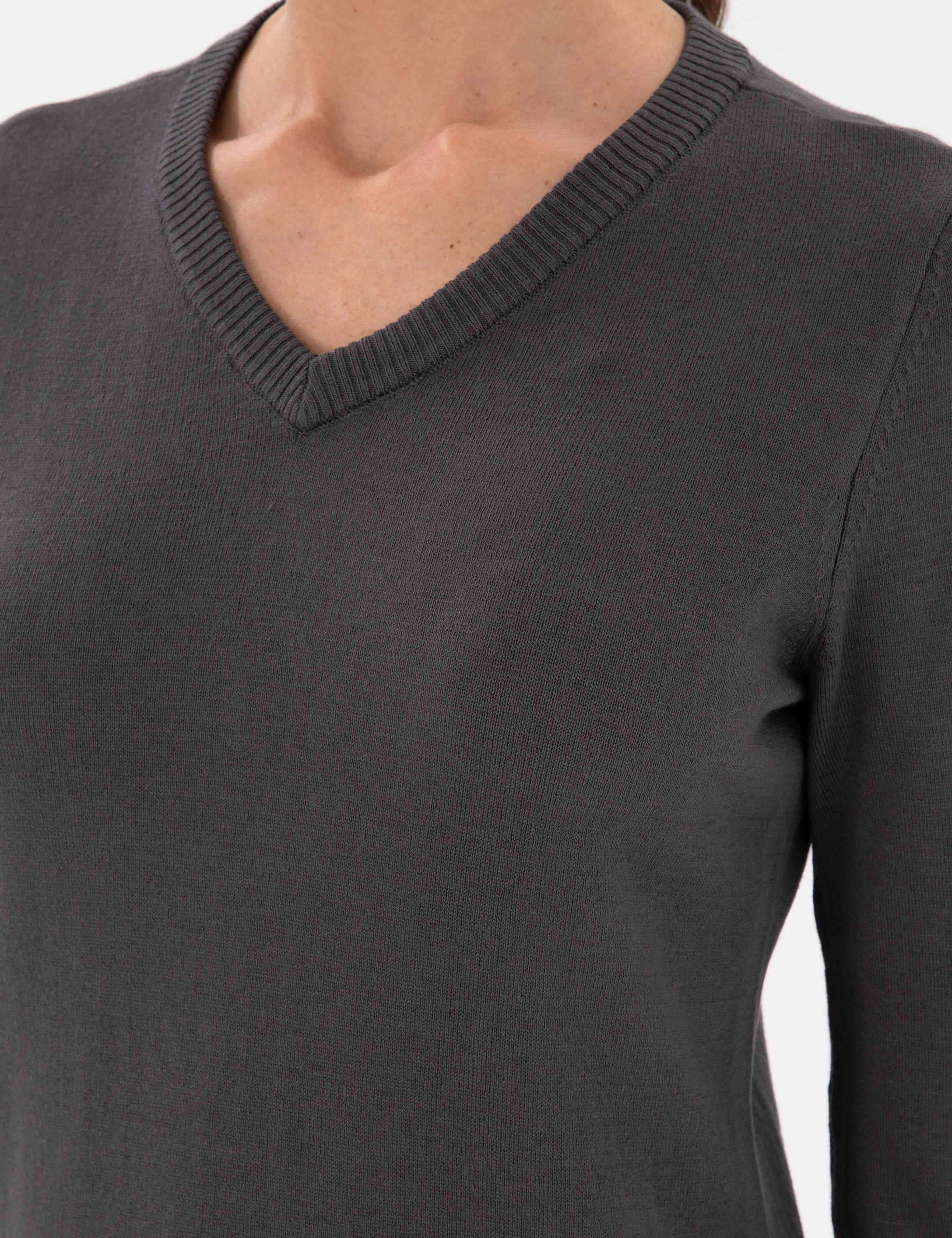 Antrasit Slim Fit V Yaka Basic Kazak