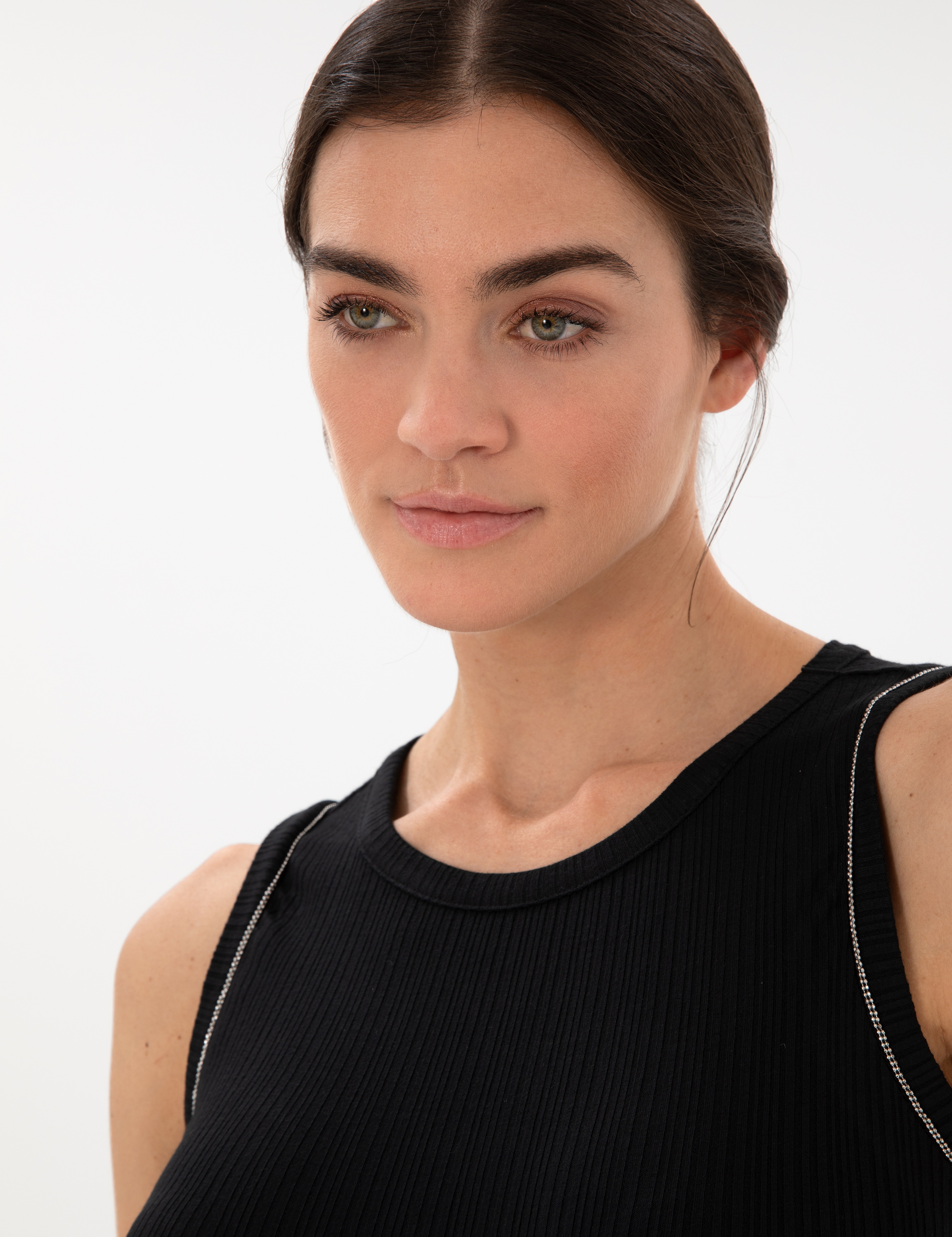 Siyah Extra Slim Fit Örme Bluz - Image 2