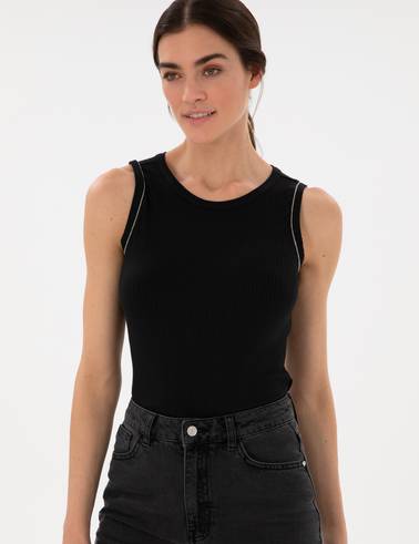 Siyah Ex. Slim Fit Örme Bluz